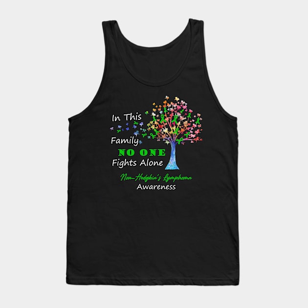 Non-Hodgkin's Lymphoma Awareness No One Fights Alone, Tree Ribbon Awareness Tank Top by DAN LE